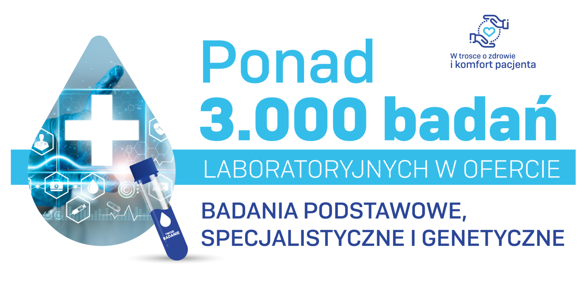 Ponad 3000 badań laboratoryjnych, badania podstawowe, specjalistyczne i genetyczne
